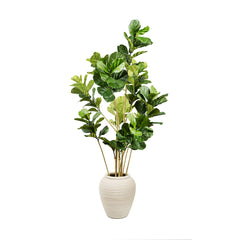 Tall 155cm artificial fiddle leaf tree with lush realistic foliage in a decorative pot, lifelike faux indoor plant for home, office, or commercial décor