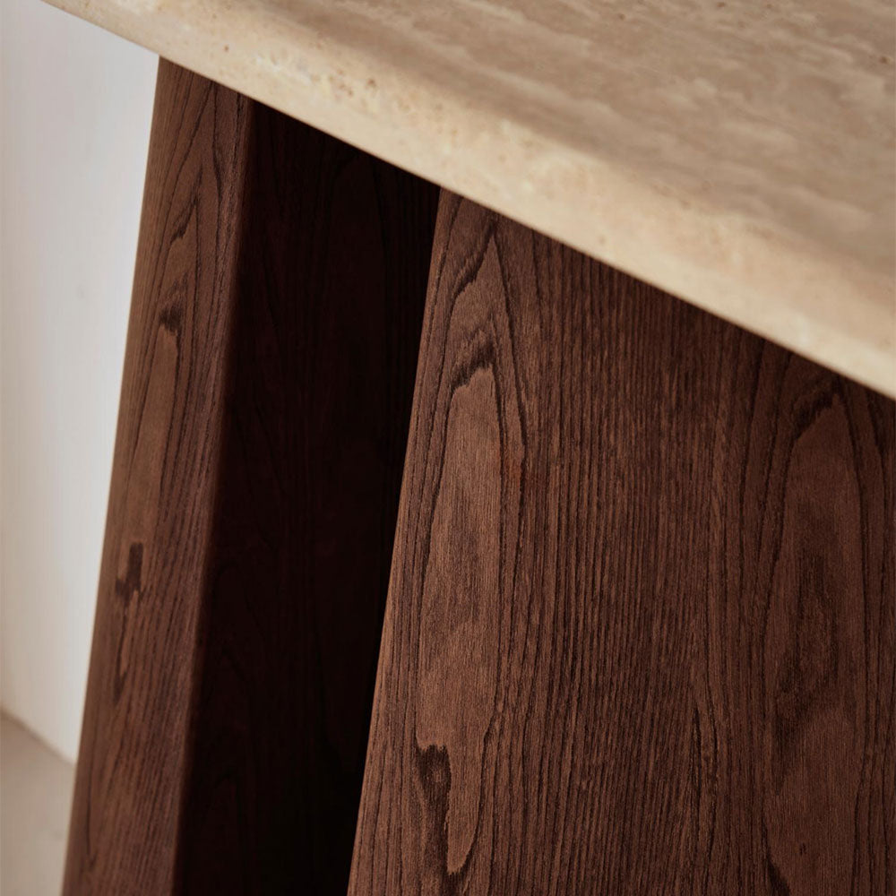 modern travertine console table for luxury entryway styling