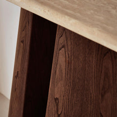 modern travertine console table for luxury entryway styling