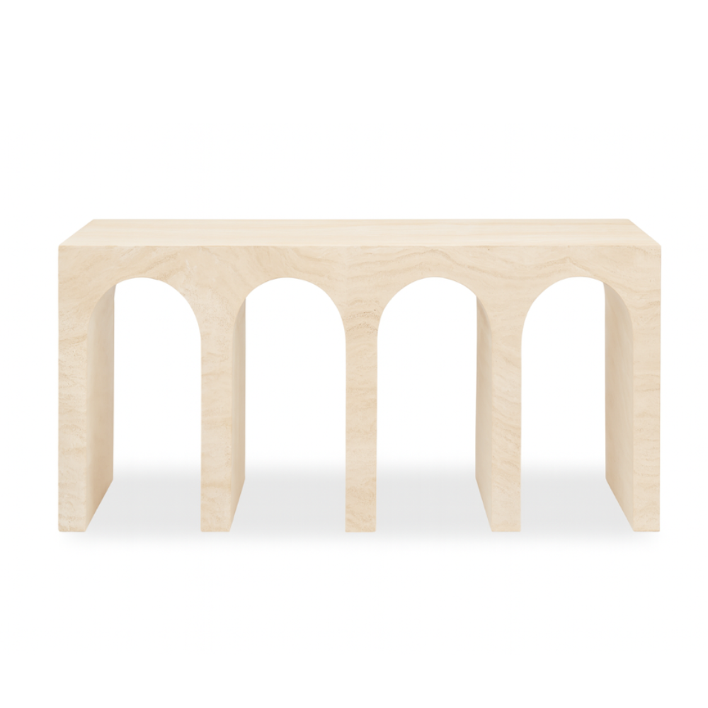 Vasi Travertine Console with unique archway design in natural stone