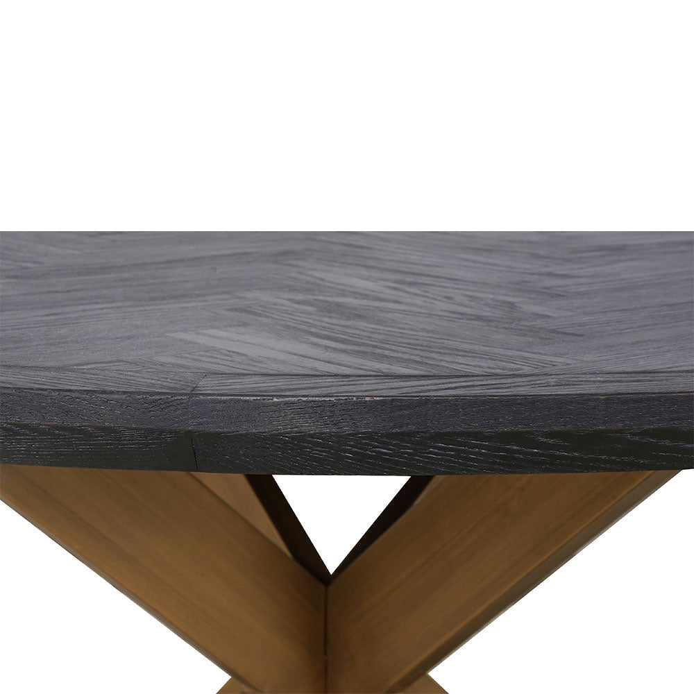 Weston dining table with an oak veneer top and contemporary metal legs