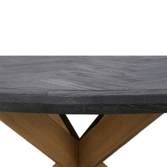 Weston dining table with an oak veneer top and contemporary metal legs