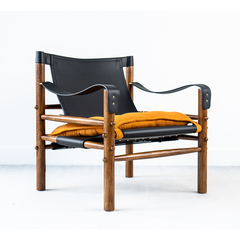 Yorkshire Lounge Chair with solid ash wood frame and leather seat, modern accent chair for stylish interiors